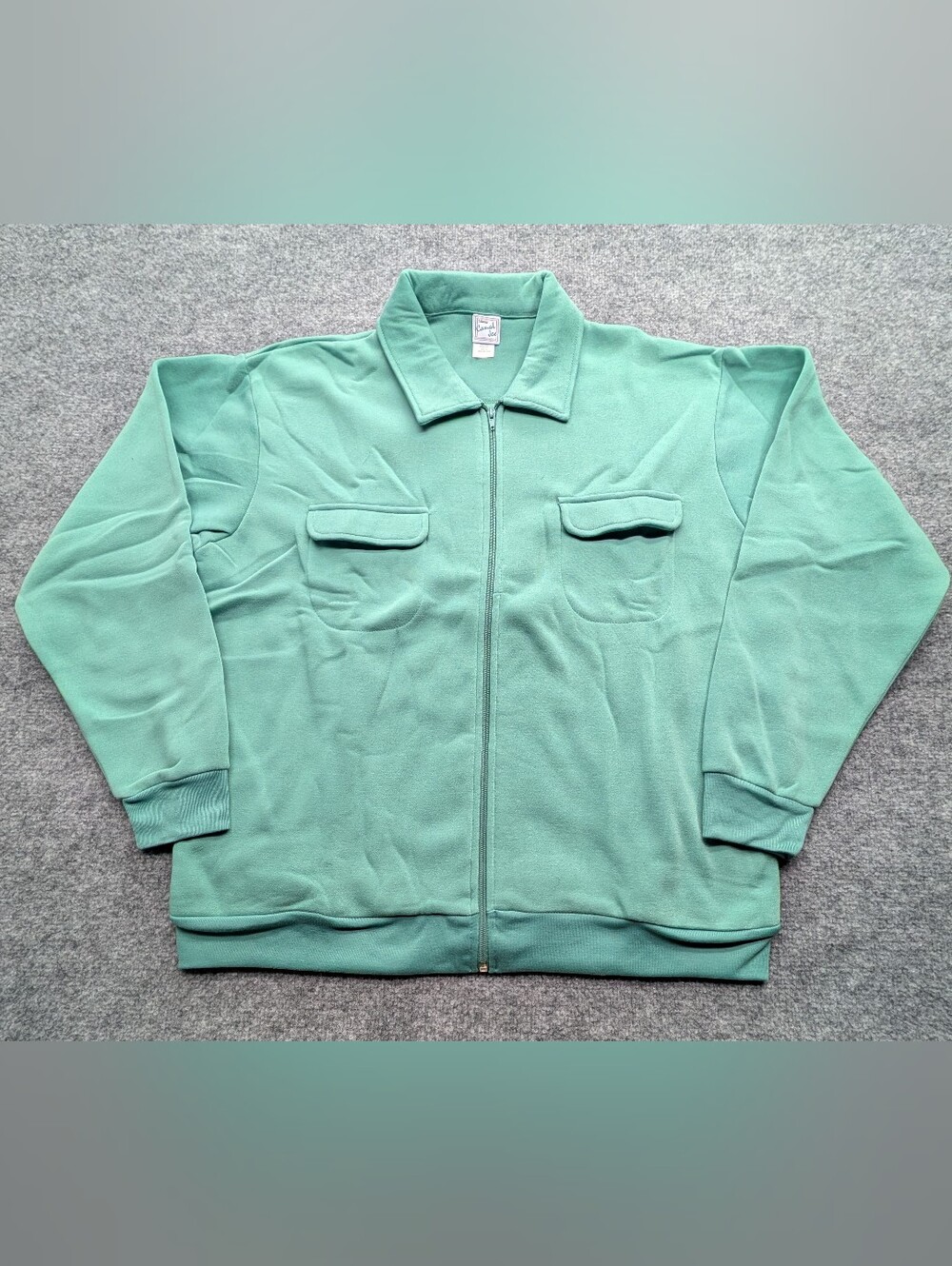 Haband Casual Joe Men's XL Sage Green Full Zip Fleece Shirt Jacket Twin Pockets